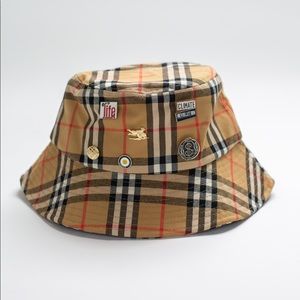 Classic Burberry Style Checker Cotton Canvas Bucket Hat 💷